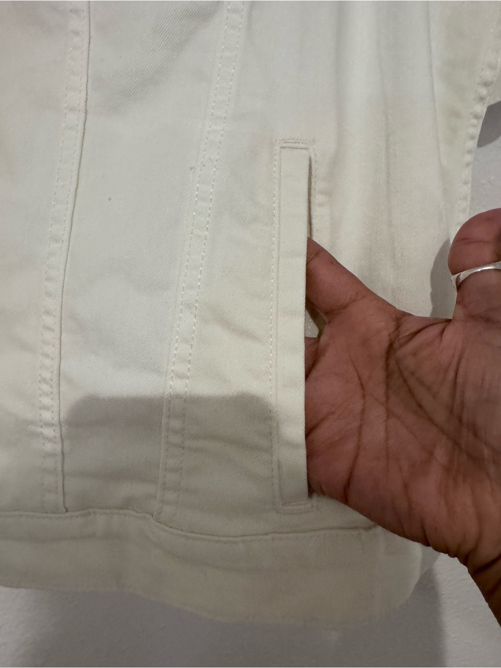 St. John's Bay Cream Short-Sleeve Denim Jacket with Dark Buttons - Picture 2 of 8